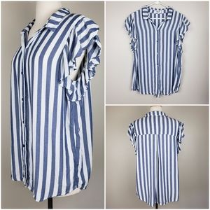 Anthropologie Sam&Lavi ButtonUp Shirt Blue Stripes